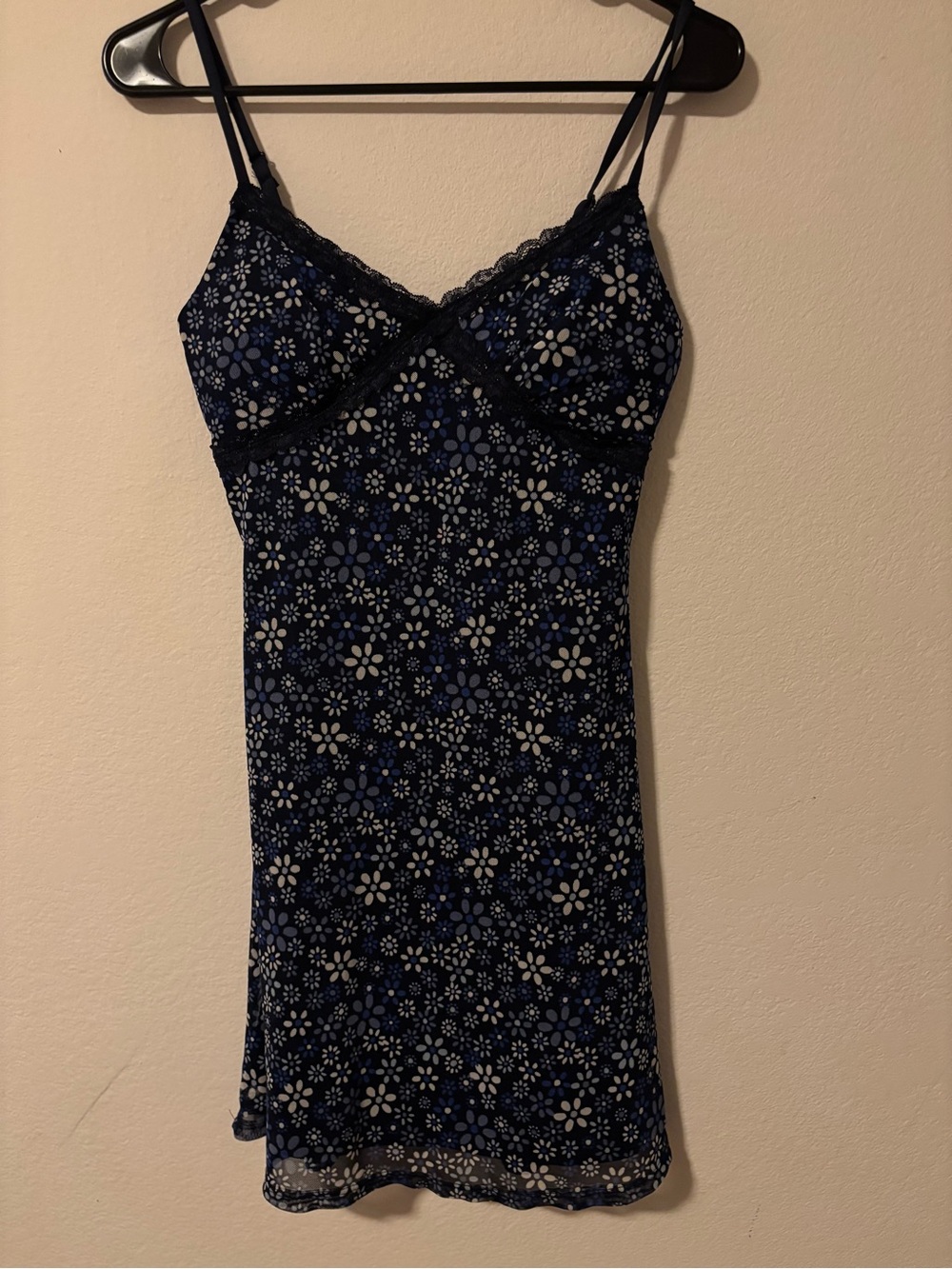 No Boundaries Navy Blue Floral Lace-Trim Cami